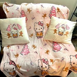 Hello Kitty Gingerbread Blanket and pillow set